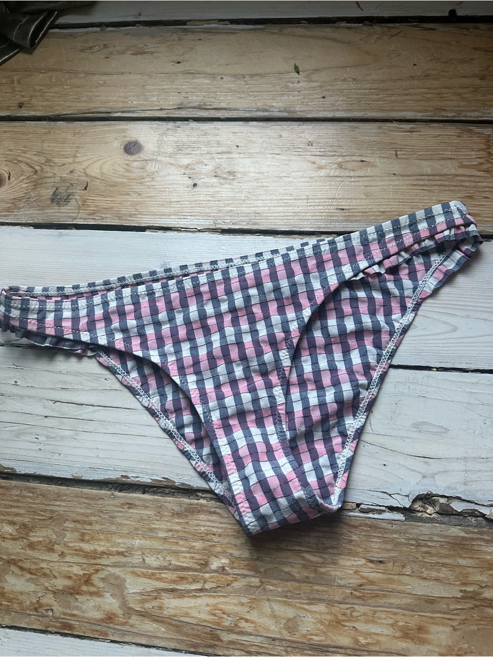 Topshop Pink, White & Navy Gingham Bikini Bottoms